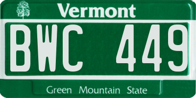 VT license plate BWC449
