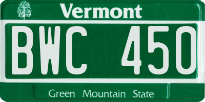 VT license plate BWC450