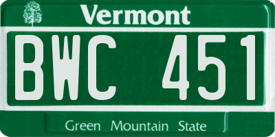 VT license plate BWC451