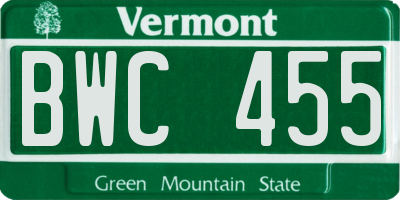 VT license plate BWC455
