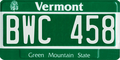 VT license plate BWC458