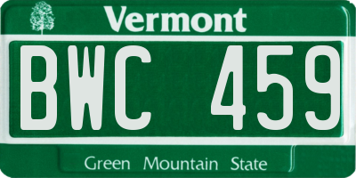 VT license plate BWC459