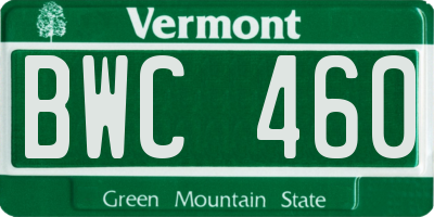 VT license plate BWC460