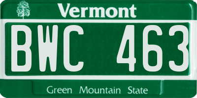 VT license plate BWC463