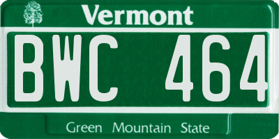 VT license plate BWC464