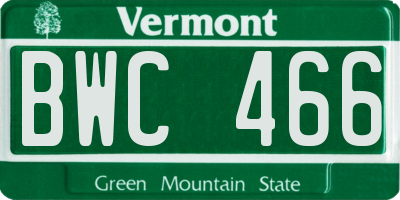 VT license plate BWC466