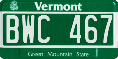 VT license plate BWC467