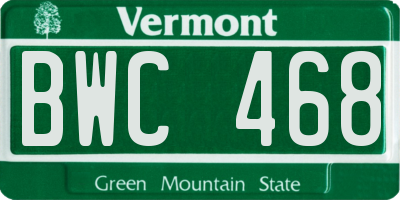 VT license plate BWC468
