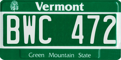 VT license plate BWC472