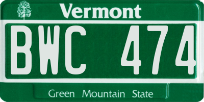 VT license plate BWC474