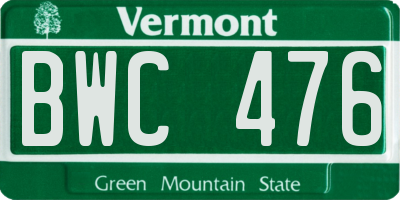 VT license plate BWC476