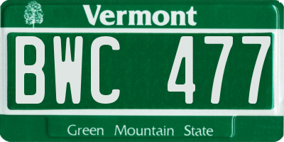VT license plate BWC477