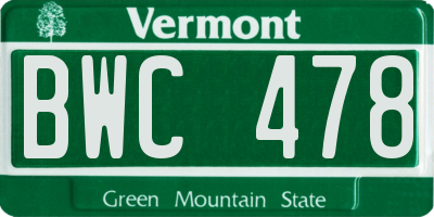 VT license plate BWC478