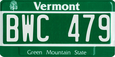 VT license plate BWC479