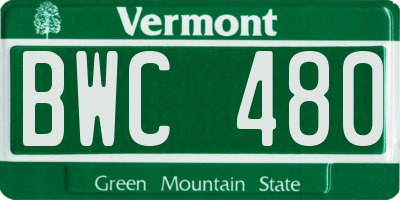 VT license plate BWC480
