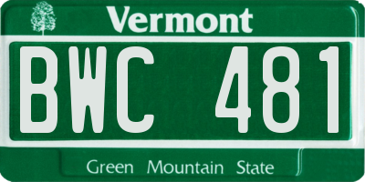VT license plate BWC481
