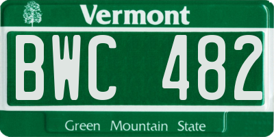 VT license plate BWC482