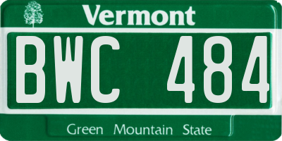 VT license plate BWC484