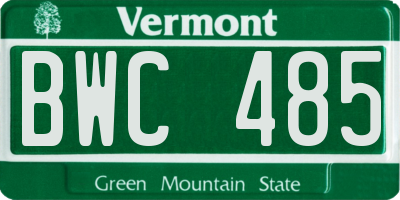 VT license plate BWC485