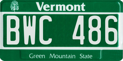 VT license plate BWC486