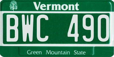 VT license plate BWC490