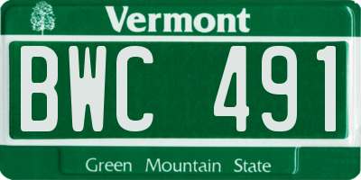 VT license plate BWC491