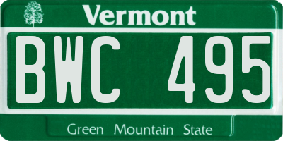 VT license plate BWC495