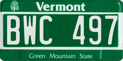 VT license plate BWC497