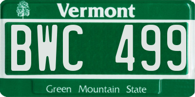 VT license plate BWC499