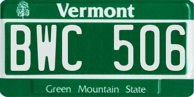 VT license plate BWC506