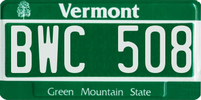 VT license plate BWC508