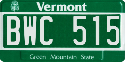 VT license plate BWC515