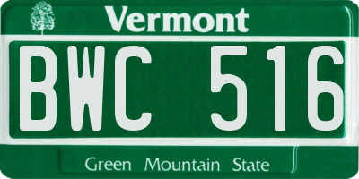 VT license plate BWC516