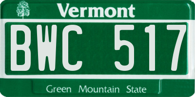 VT license plate BWC517