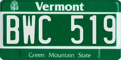 VT license plate BWC519