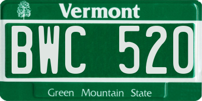 VT license plate BWC520