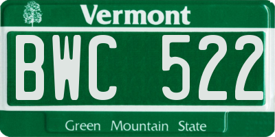 VT license plate BWC522