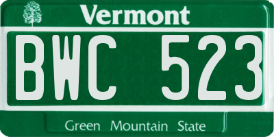 VT license plate BWC523