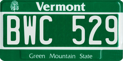 VT license plate BWC529