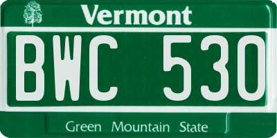 VT license plate BWC530