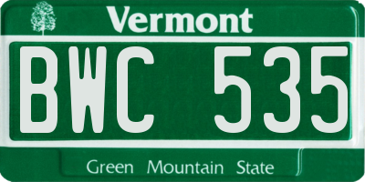 VT license plate BWC535