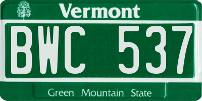 VT license plate BWC537