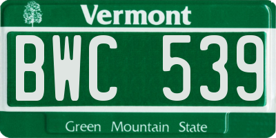 VT license plate BWC539