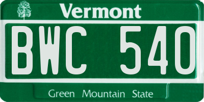 VT license plate BWC540