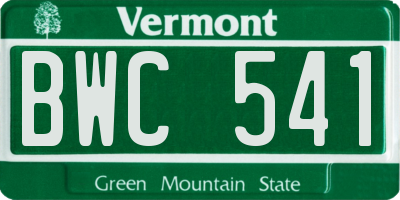VT license plate BWC541