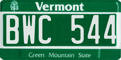 VT license plate BWC544