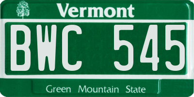 VT license plate BWC545