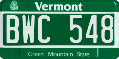VT license plate BWC548