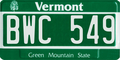VT license plate BWC549