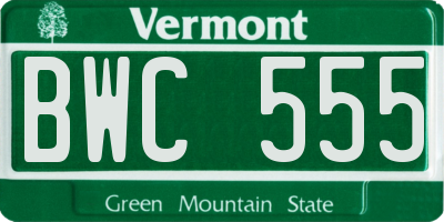 VT license plate BWC555